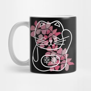 Japanese Good Luck Cat Sakura Flowers Mug